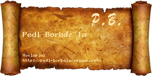 Pedl Borbála névjegykártya